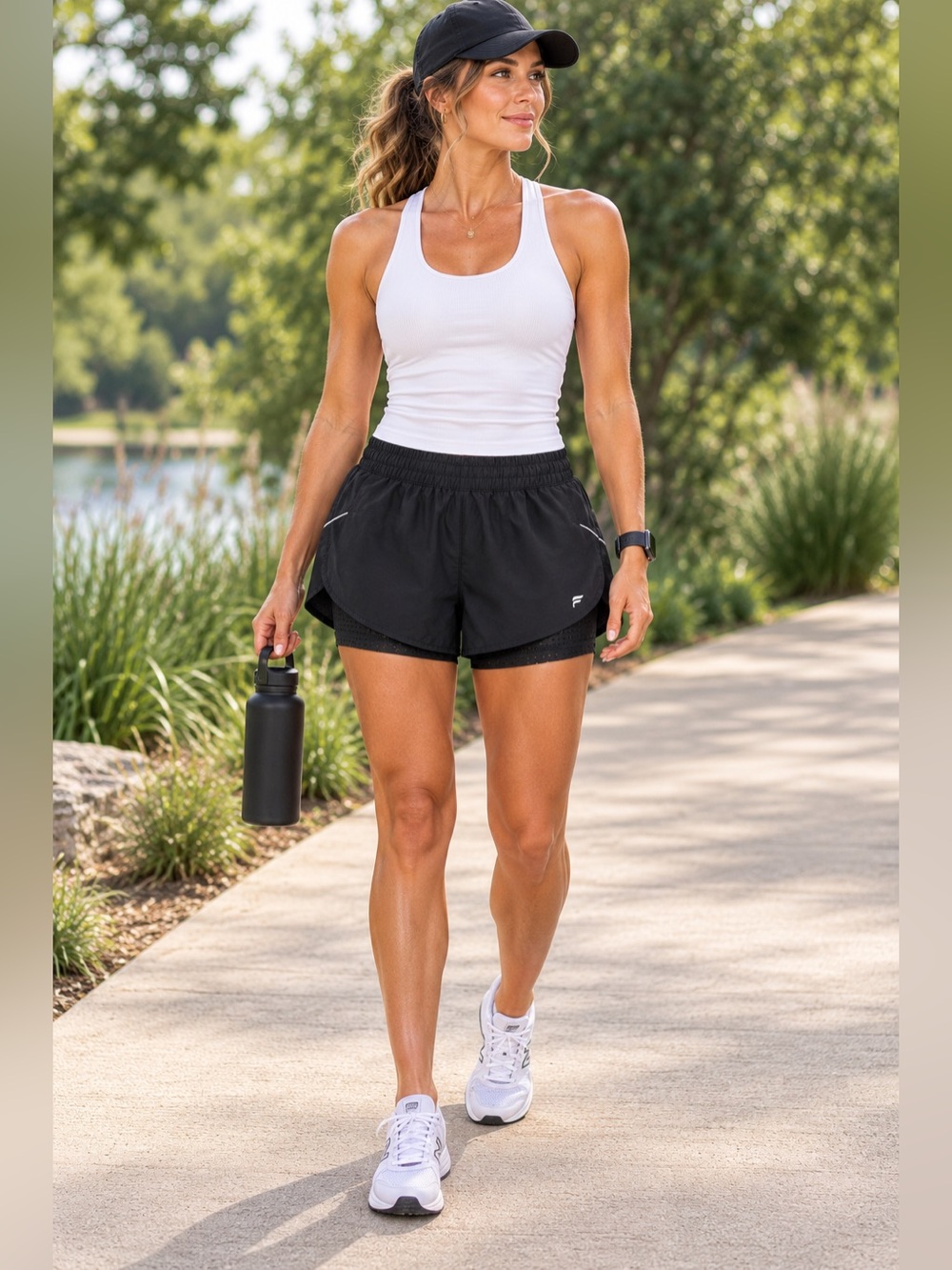 NWT Fabletics Perforated Run Short 5" Womens S Black Lined Running Athletic